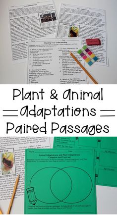 plant and animal captions paired passagess for reading about plants, animals, and other things