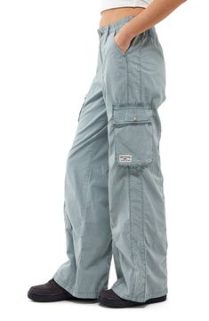 Tap into the retro look you missed the first time around in these all-cotton cargo pants featuring commodious bellows pockets to hold most everything you need. Exclusive retailer 31" inseam; 23 1/2" leg opening; 9 1/2" front rise; 13 1/2" back rise (size Medium) Back elastic waist 100% cotton Machine wash, line dry Made in Turkey Straight Leg Washed Blue Cargo Pants With Pockets, Baggy Washed Blue Cargo Pants With Pockets, Urban Washed Blue Cargo Pants, Cotton Cargo Pants With Belt Loops, Full-length Cotton Parachute Pants With Belt Loops, Wide Leg Cotton Cargo Jeans For Outdoor, Casual Washed Blue Cargo Pants With Patch Pockets, Urban Blue Bottoms With Cargo Pockets, Outdoor Cotton Cargo Jeans With Hip Pockets