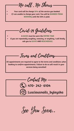 Lash Appointment Policies, Nail Tech Schedule, Esthetician Pricing, Nail Tech Policy Ideas, Policy Template Instagram, Small Business Policy Ideas, Lash Appointment Rules, Deposit Required To Book Appointment, Silent Appointment