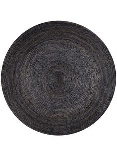 a round black rug on a white background