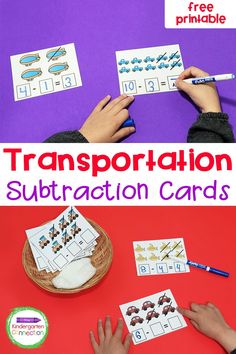 the transportation subtraction cards are perfect for kids to practice their number identification skills