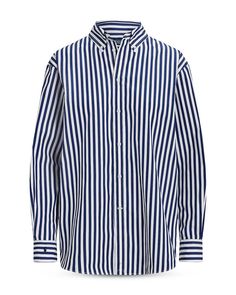 This Striped Long Sleeve Cotton Shirt is the perfect addition to your Instagram feed. Featuring a classic point collar and button cuffs, this slim fit shirt will look sharp whether you pair it with jeans or slacks. The contrasting horizontal stripes in a soft cotton fabric make a stylish statement. Wear it while exploring your favorite city spots for photos your followers will love. Imported and machine washable, this versatile top is dressed-up or casual wear worth adding to your collection. Web ID: 46209001. Ralph Lauren Womens Clothing, Cotton Shirts Women, Women Ralph Lauren, Polo Ralph Lauren Women, Americana Fashion, Cotton Long Sleeve Shirt, Ralph Lauren Collection, Ralph Lauren Womens, Shirt For Women