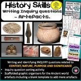 a poster with pictures and text on it that says history skills writing injury questions artifacts