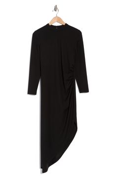 A hint of stretch offers all-day comfort in this refined midi dress that's cut with an asymmetric hem. 51" length Hidden back-zip closure Jewel neck Long sleeves Unlined 95% polyester, 5% elastane Dry clean Imported Sleeve Midi Dress, Jewel Neck, Long Sleeve Midi, Long Sleeve Midi Dress, Anne Klein, Asymmetric Hem, Nordstrom Rack, Dry Clean, Midi Dress