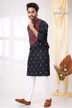 Presenting an exclusive Men's Kurta with hand embroidered kantha work. The unique multi-thread kantha embroidery design is entirely handcrafted on pure cotton panjabi by our skilled artisans. This beautiful Indian attire is suitable for any occasions and it will give you elegant ethnic look with ultimate comfort. Sleeve Length : Long Sleeves Design : Kantha Stitch Fabric : 100% Cotton Wash Care : Dry Clean recommended. -------------------------------- We regularly upload new premium products for Embroidered Cotton Kurta For Traditional Ceremonies, Embroidered Casual Kurta For Festive Occasions, Festive Cotton Kurta With Traditional Fit, Casual Embroidered Kurta For Festive Season, Cotton Kurta For Puja, Cotton Kurta In Traditional Fit For Transitional Season, Traditional Cotton Wear With Dabka Detailing, Casual Embroidered Festive Kurta, Cotton Traditional Wear With Multicolor Embroidery For Eid