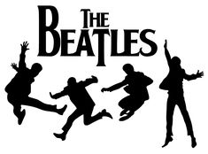 the beatles silhouettes are jumping in the air with their arms up and legs spread out