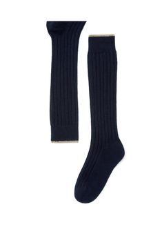 The warm and enveloping touch of cashmere enhances socks with the noble qualities of natural fibers and makes for comfortable wear all day long. Calf length Classic Cashmere Socks For Winter, Classic Fall Cashmere Socks, Elegant Knee-high Socks For Winter, Classic Blue Winter Socks, Elegant Knee-high Socks For Fall, Brunello Cucinelli, Knit Socks, Natural Fibers, Knitting Socks