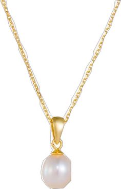 Classic Yellow Gold Chain Necklace With Pearl Pendant, Pearl Initial Pendant Necklace, Formal Gold Necklace With Pearl Chain, Dainty Gold Pearl Necklace For Formal Occasions, Formal Yellow Gold Chain Necklace With Pearl Charm, Gold Pearl Chain Necklace For Formal Occasions, Gold Dainty Pearl Necklace For Formal Occasions, Gold Pendant Pearl Necklace In Fine Jewelry, Formal Gold Pearl Chain Necklace