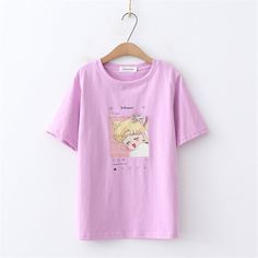 Cute Usagi Tshirt PN1366 ●Size: Length 68 cm bust 108 cm sleeve 23 cm. ●Material:Cotton. (Please allow 1-3cm differs due to manual measurement.As different computers display colors differently,the color of the actual may vary slightly from the above images.Thanks for your understanding.) ●About Shipping: We attach great importance to the orders of each customer and parcel delivery. 1.Processing time: 2-3 business days. 2.Shipping time: 10-15 business days to US, please allow 3-4 weeks shipping to other country.(Shipping times can be affected by variable customs clearance times or public holidays.) Kawaii Cartoon Print Relaxed Fit T-shirt, Kawaii Style Cartoon Print Relaxed Fit T-shirt, Spring Anime Print Short Sleeve T-shirt, Kawaii Short Sleeve Tops With Letter Print, Spring Cotton Tops With Character Print, Casual Purple T-shirt With Cartoon Print, Kawaii Long Sleeve T-shirt For Summer, Kawaii Long Sleeve Summer T-shirt, Summer Long Sleeve T-shirt With Character Print