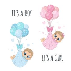 it's a boy and its a girl with balloons