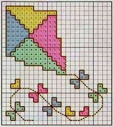 a cross stitch pattern with different colors and shapes