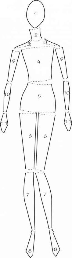 the diagram shows how to cut out an individual's body and head, with measurements for