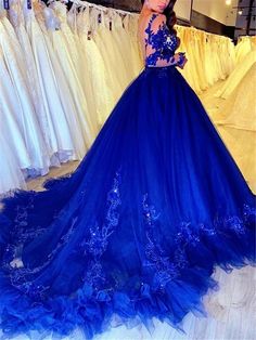 Open Back Ball Gown, Gown Ruffles, Ruffles Dresses, Strapless Wedding Dress Mermaid, Cape Wedding Dress, Puffy Skirt, Royal Blue Wedding, A Line Evening Dress, Shiny Dresses