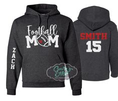 Glitter Football Mama Hoodie | Football Hoodie | Football Mom | Customize with your Team & Colors | Adult or Youth Sizes PLEASE READ BEFORE ORDERING WE CANNOT RUSH ORDERS OR CREATE NEW DESIGNS DURING PEAK SEASON AUG - MAY. IF YOU NEED TO CANCEL PLEASE DO SO WITHIN 24HRS Please read full description before ordering we cannot be responsible for mistakes made by not reading the full description. ORDERING INSTRUCTIONS: 1. Select your Garment Size/Color Each size must be selected separately. Plea Customizable Team Spirit Sweatshirt For Winter, Varsity Hoodie With Team Name For Fall, Customizable Winter Sweatshirt For Sports Events, Varsity Hoodie For Fall, Customizable Hooded Top For Winter, Customizable Sporty Winter Sweatshirt, Gray Hoodie For Sports Events In Fall, Gray Hoodie For Fall Sports Events, Customizable Winter Sports Event Hoodie