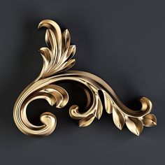 an ornate gold wall decoration on a dark background with the word 3dsky above it