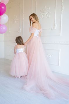 Blush Pink Tulle Gown Photoshoot, Matching Mommy And Me Outfit, Tulle Maternity Dress, Very romantic and long lace and tulle matching gowns are designed for the most beautiful photos. Adult dress is adjustable. Train dress is tailored of lace and soft tulle Dress is possible in different colors. Contact me about color you wish. Dress is fully handmade, so some details can be different from those you see on photo. As each dress is unique. PROCESSING AND SHIPPING TIME After payment is received dre Tulle Gown Photoshoot, Baby Blue Maternity Dress, Maternity Gowns Formal, Pink Tulle Gown, Gown Photoshoot, Tulle Gowns, Tulle Maternity Dress, Maternity Photo Props, Pink Wedding Dress