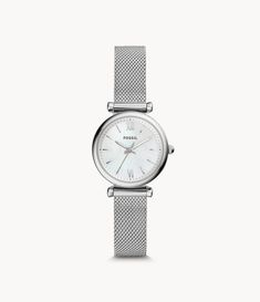 Fossil Watches Women, Silver Watches Women, Watches Women, Three Hands, Fossil Watches, Natural Diamond Engagement Ring, Mesh Bracelet, Stainless Steel Mesh, Steel Mesh