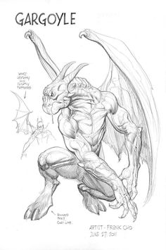 a pencil drawing of a gargoyle from the comic book,'gargoyle '