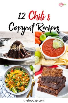 the cover of 12 chili's copycat recipes, including brownies and salsa