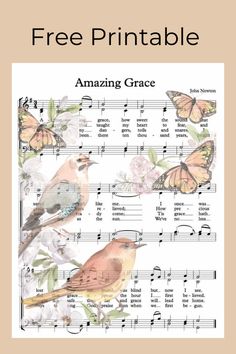 an image of a song with butterflies on it and the words, free printable