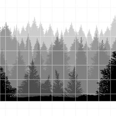 a forest with trees and squares in the middle, on a white background stock photo