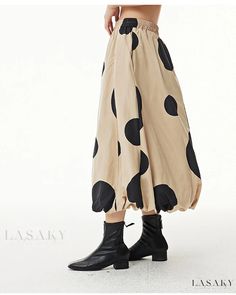 Lasaky - Stylish Polka Dot Print A-Line Skirt with a Trendy 3D Lantern Shape Color Dots, Lantern Design, Polka Dot Fabric, Half Skirt, Dot Skirt, Mid Length Skirts, Dotted Fabric, Polka Dot Print, Types Of Skirts