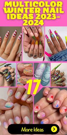 Fun Nails 2024, Funky Winter Nails, Short Pastel Nails