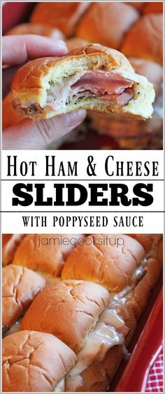 hot ham and cheese sliders with poppy seed sauce are the perfect appetizer