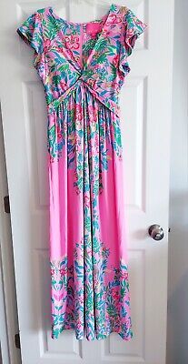 NWT LILLY PULITZER HAVANA PINK CASA JAGUAR VERONA FLUTTER SLEEVE MAXI DRESS 12 | eBay Pink Lined Midi Dress For Beach, Flowy Lined Pink Dress, Pink Long Dress For Summer, Pink Lined Maxi Dress For Beach, Pink Lined Maxi Dress For Spring, Pink Lined Sundress Maxi Dress, Summer Maxi Length Lined Dress, Chic Pink Lined Maxi Dress, Short Sleeve Lined Dress For Vacation