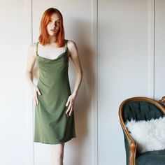 Tencel and Organic Cotton Nightgown with a draped Neckline – Sandmaiden Sleepwear Green Cotton Nightgown For Sleep, Green Sleeveless Summer Nightgown, Spring Nightgown With Built-in Bra, Green V-neck Nightgown For Bedtime, Summer V-neck Nightgown With Built-in Bra, Cotton Lingerie, Cotton Camisole, Cotton Nightgown, Cotton Pajama Sets