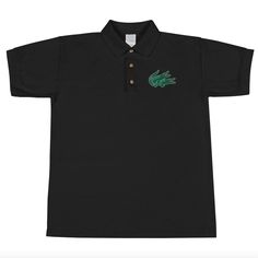 Sexy Crocs Embroidered Polo Shirt by Jason Guo - Jason Guo Art - Chicago artist Jason Guo Green Cotton Polo Shirt With Graphic Print, Cotton Polo Shirt With Embroidered Logo, Green Cotton Polo Shirt For Streetwear, Embroidered Polo Shirts, Collar And Cuff, Black Media, The Mind, Black Shirt, White Shorts