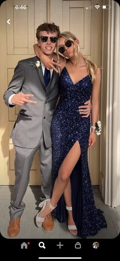 Blue Sequin Prom Dress, Prom Photography Poses, Homecoming Poses, Navy Blue Prom, Navy Blue Prom Dress, Prom Pictures Couples, Prom Picture Poses, Prom Photoshoot, Prom Couples