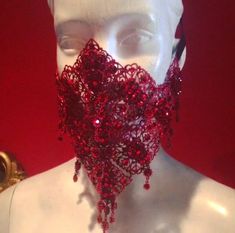 Red mask Red Mask, Collection Couture, Celebrity Jewelry, Mask Masquerade, Trendy Face Masks, Halloween Mask, Face Mask Fashion, Fashion Mask, Beautiful Mask