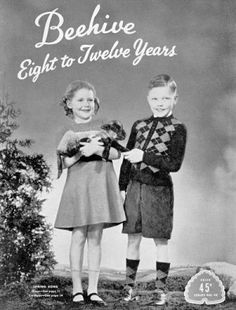 an old photo of two children holding hands with the caption, believe eight to twelve years