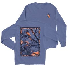 This long sleeve tee spotlights the American Kestrel, a small and fierce falcon that's equally at home perched on snags, fenceposts or building cornices.    This tee celebrates     HawkWatch International , a nonprofit organization that monitors and safeguards the long-term health of raptors. Artwork by Texas-based artist and illustrator Zaine Vaun.   Unisex Fit.  
 Miya is 5'-9" and wearing a size Medium.  
 Nathan is 5'11" and wearing a size Medium.     100% heavyweight cotton. 
Avoid using b American Kestrel, Owl T Shirt, Bird Shirt, Kestrel, Long Tee, Casual Long Sleeve Shirts, Casual Style Outfits, Shirt And Pants, Graphic Shirts