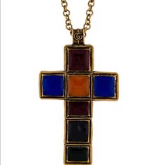 Authentic Gucci Cross Necklace Xl Metal Type: Gold-Tone Metal Marks: Designer Signature Metal Finish: Textured, Antiqued Clasp Style: Lobster Clasp, Adjustable Measurements: Chain Length 34“, Ornament Width 2.4“, Ornament Length 4.1“ New In Box Stained Glass Cross Collectible Gold Cross Pendant Necklaces, Pink Topaz Necklace, Vintage Hallmarked Cross Necklace, Luxury Cross-shaped Gemstone Necklace, Cross Brooch, Collectible Cross-shaped Jewelry With Large Pendant, Heart Cross Necklace, Stained Glass Cross, Vintage Metal Crucifix Necklace