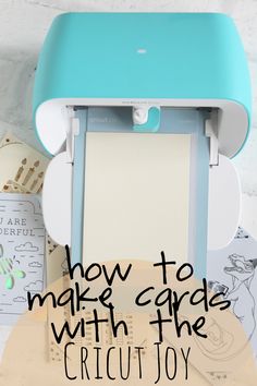 a cricut toy with the words how to make cards with the cricut joy