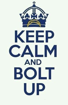 a sign that says keep calm and bolt up with a crown on top of it