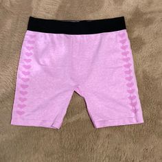 Size 2x/3x Pretty Pink And Black Elastic Waistband Shorts. Hearts Down The Side. Pink Stretch Bottoms Shorts, Pink Stretch Short Bottoms, Fitted Pink Biker Shorts For Loungewear, Pink Stretch Bottoms With Built-in Shorts, Pink Stretch Cotton Pajama Shorts, Pink Elastic Short Length Bottoms, Pink Elastic Sports Bottoms, Pink Stretch Pajama Shorts For Workout, Elastic Pink Sports Bottoms