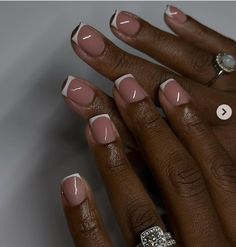 Acrylic Nails With Gel Polish Design, Pearl French Nails Design, Biab French Tips, Plain French Nails, Square French Tip Short, Short Square French Nails, Nails Disigne, Short Nails Black Women, Nails Acrylic Short Square