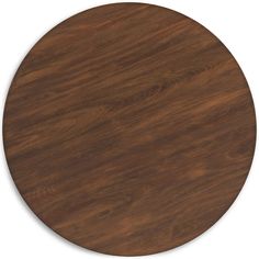 a round wooden table top with dark wood grain