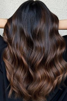 Caramel Cinnamon Balayage Caramel Brown Ombre Hair, Balayage Ombre For Dark Brown Hair, Caramel Ombre On Black Hair, Dark Hair Bayalage Long, Low Maintenance Caramel Highlights, Balayage Hair Dark Brunette, Straight Hair With Caramel Highlights, Rich Brown Hair Balayage, Caramel Brûlée Brunette Hair