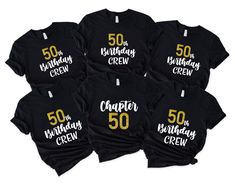 "50th Birthday Party Shirts,Custom 50th Birthday Squad Tees,Birthday Crew Group Tshirts,Birthday Trip Gift,Funny Shirt for Women,Matching Tee WE DON'T USE A REAL GLITTER. 🎁 Enjoy your shopping ! Need custom made shirts? Don't hesitate to message us! Thanks for your support! CustomShirtsZone_ Family ✨There are all sizes in the dropdown menu. These designs are for both kids and adults. Please make sure you purchased the correct size. ----- How To Order ----- 1-) Please, check and review all the p Funny 50th Birthday Group Shirts, 50th Birthday Tshirts Group, 50th Birthday Shirt Ideas For Women, Birthday Tshirts Group, 50th Birthday Shirts For Women, 50th Birthday Party Shirts, 50th Birthday Tshirts, Birthday Party Shirts, 50th Bday