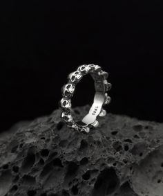 Material: S925 Sterling Silver Width: 5.6 mm Thick: 3.0 mm Weight: 5.97 g Please note: Each ring is made by hand so may differ slightly but the quality and workmanship are always the best. Your ring will come in a beautiful case, ideal for gifts or just storing your jewelry safely. It will be posted in an extremely secure package to make sure its safe arrival at your door. Thanks for stopping in my store. If you have any questions please fell free to contact me. Best regards. Gothic Sterling Silver Skull Ring With Oxidized Finish, Gothic Oxidized Sterling Silver Skull Ring, Goth Biker, Couples Ring Set, Oxidised Jewellery, Silver Rings Handmade, Couple Rings, One Ring, Polish Jewelry