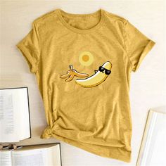 Sunbathing Banana Printed Funny T-shirts Women Summer Tshirt Woman Funny Cute Tops Graphic Teefor Ladies Ropa Mujer Verano Summer Tshirts Women, Summer Tshirt, Banana Print, Tops Graphic, T Shirts Women, Shirts Women, Summer Patterns, Funny T Shirts, Summer Tshirts