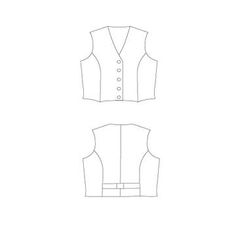 the front and back views of a women's vest, with buttons on each side