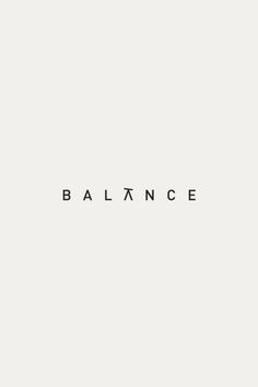 the word balance is written in black and white on a light gray background with an abstract design