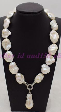 NEW HUGE NATURAL AAA++ SOUTH SEA WHITE BAROQUE PEARL NECKLACE 18' | eBay White Baroque Pearl Necklace, Silver Pearl Jewelry, Pearl Necklace Designs, Purple L, Polymer Earrings, Baroque Pearl Necklace, Pearl Leather, Pearl Necklaces, Jewelry Lookbook