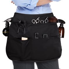 PRICES MAY VARY. 【5 Sectional Pockets & 2 Handy Loops】-- This apron is designed with 5 divided pockets, 3 large pockets and 2 small pockets, making it easy to store supplies including clips, scissors, brushes, combs, razors, cosmetics tools and even cell phones. Dual hand loops keep the essentials at hand, such as spray bottles and towels. Fitting all your fave accessories and making you feel instantly put together! (NOTE: The pockets are moderate deep so items won't fall out easily.) 【Premium P Tool Skirt, Hairstylist Apron, Stylists Aprons, Hairstylist Tools, Tool Apron, Professional Haircut, Barber Apron, Work Aprons, Waist Apron