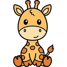 a cartoon giraffe sitting down on the ground